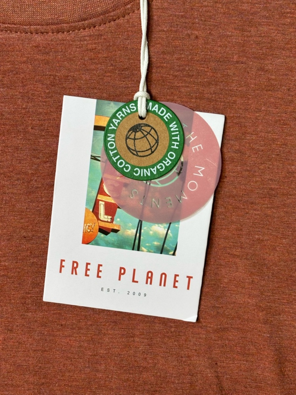 Free Planet Men's Rust Orange Crewneck Tee - Picture 2 of 11